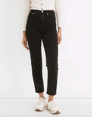 Madewell Classic Straight Jeans Lunar Wash Black High Rise Stretch Denim US 24